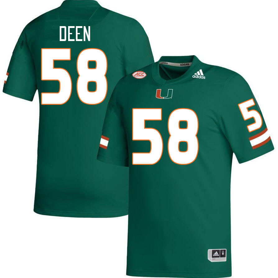 Men #58 Branson Deen Miami Hurricanes College Football Jerseys Stitched Sale-Green - Click Image to Close
